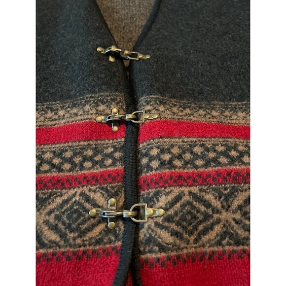 Tally Ho Vintage Wool Sweater Vest Womens Small Black Red Fair Isle Metal Clasp - Picture 6 of 6